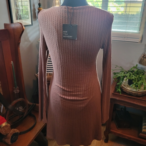 See You Monday Tan Knit Dress - Picture 2 of 4